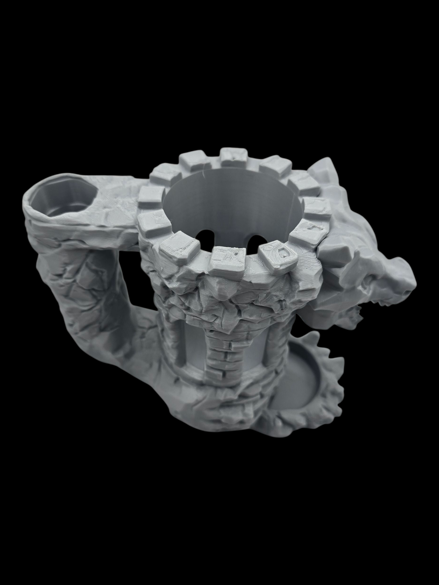 Stone Dragon - Dice Tower & Drink Holder - Gray - MD