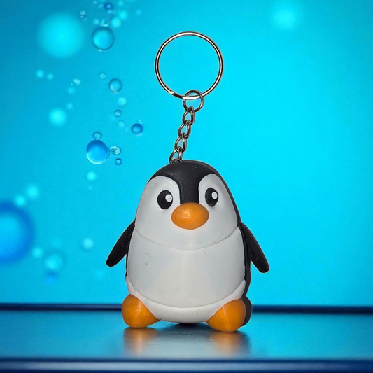 Chubby Penguin - Keychain - Black & White - MD