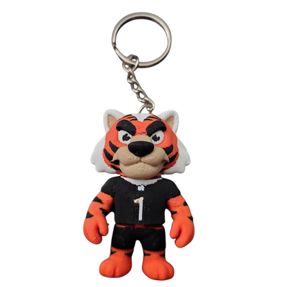 Football Tiger Sports Mascot - KeyChain - Orange & Black - SM