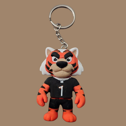 Football Tiger Sports Mascot - KeyChain - Orange & Black - SM
