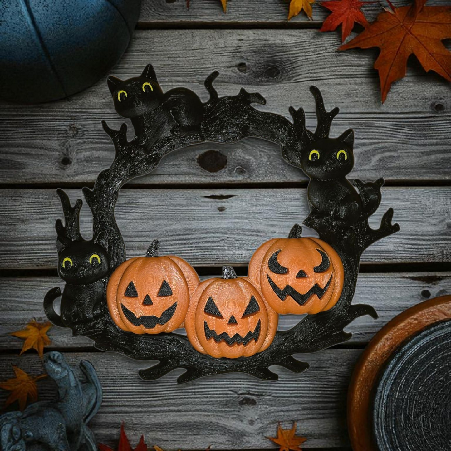 The Cozy Patch - Wreath - Black & Orange - MD