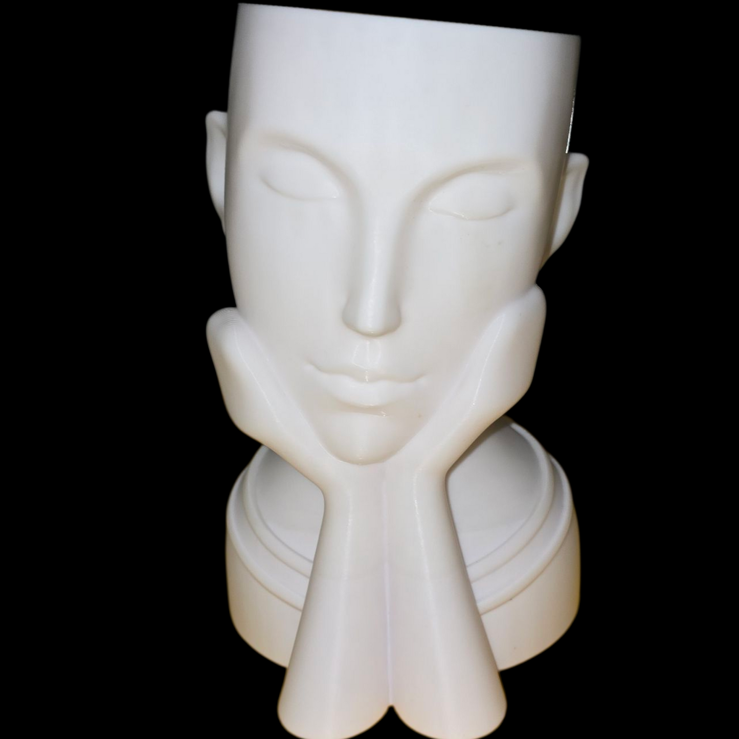 Sculpted Face - Planter - White - LG