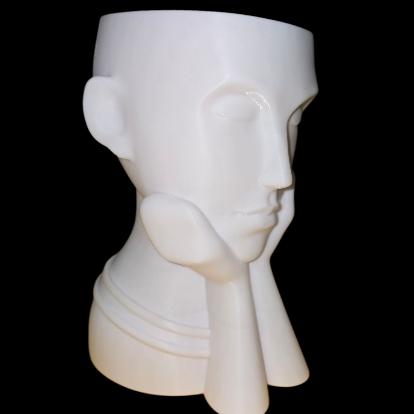Sculpted Face - Planter - White - LG