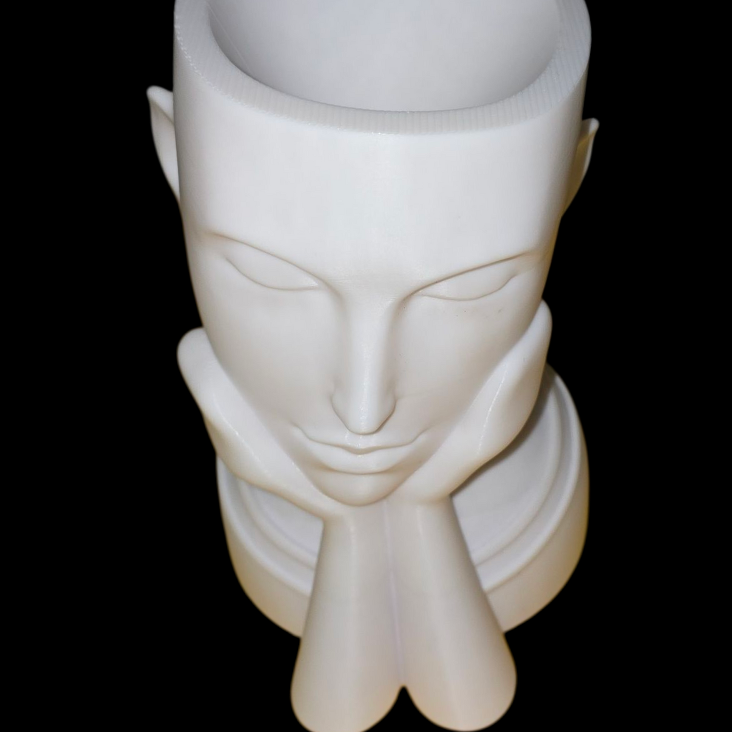 Sculpted Face - Planter - White - LG