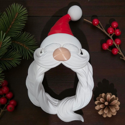 Santa’s Face - Wreath - White & Red - MD