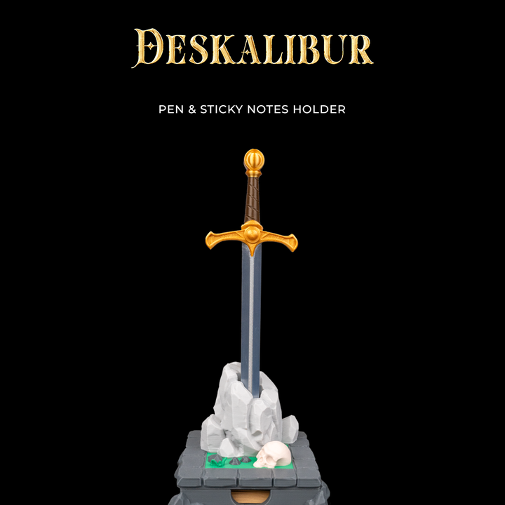 Deskcaliber Pen & Sticky Notes Holder - Desktop Organizer - Silver & Gold - MD
