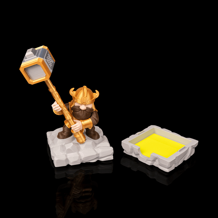 Forged For Writing Pen & Sticky Notes Holder - Desktop Organizer - Gold & Grey - MD
