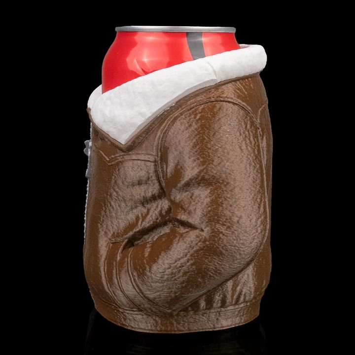 Leather Jacket - Can Holder - Brown & White - SM
