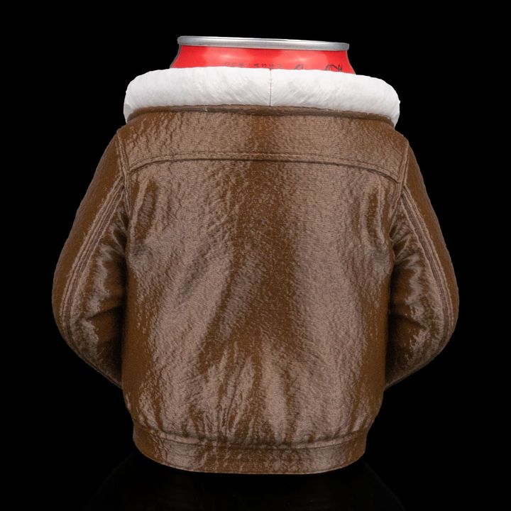 Leather Jacket - Can Holder - Brown & White - SM