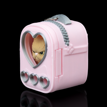 Sweetheart Pack Cat Backpack - Bag Clip - Pink & Grey