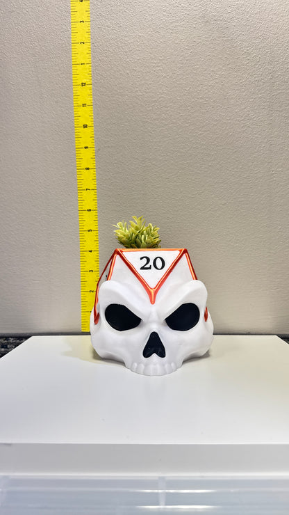 Critical Roll Skull Dice - Planter - White - MD
