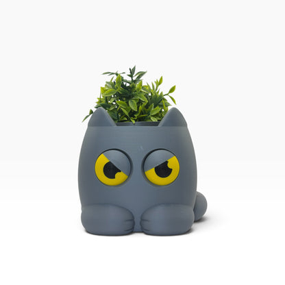 Grumpy Kitty - Planter - Grey - MD