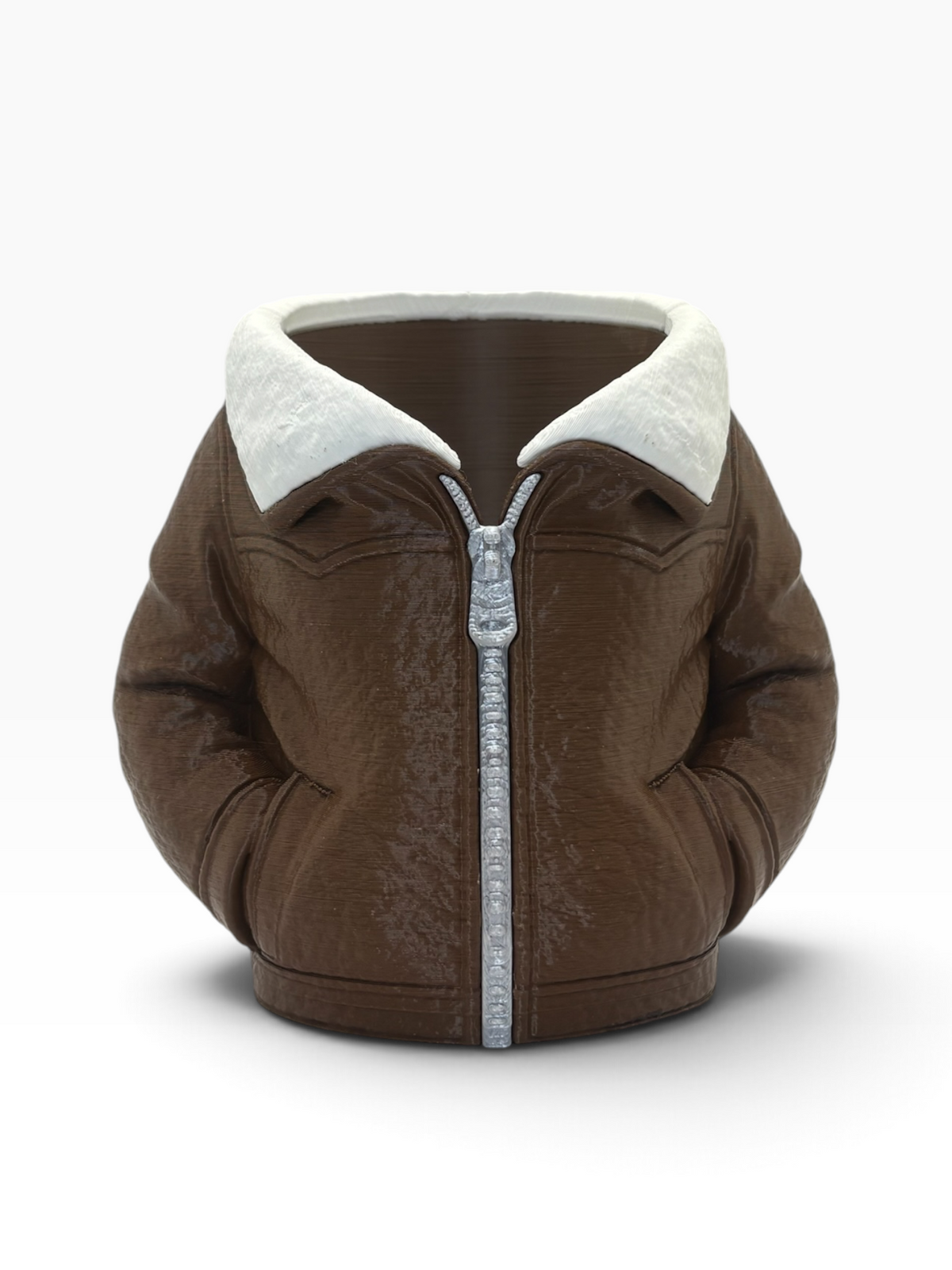 Leather Jacket - Can Holder - Brown & White - SM