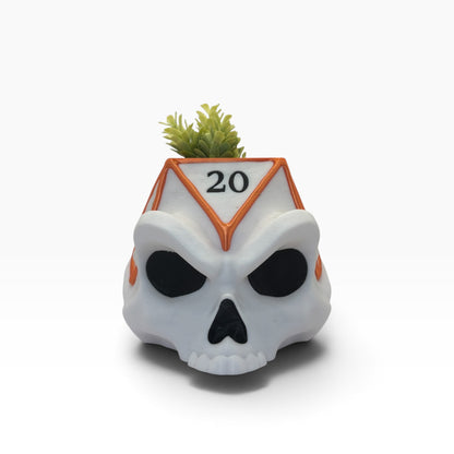Critical Roll Skull Dice - Planter - White - MD