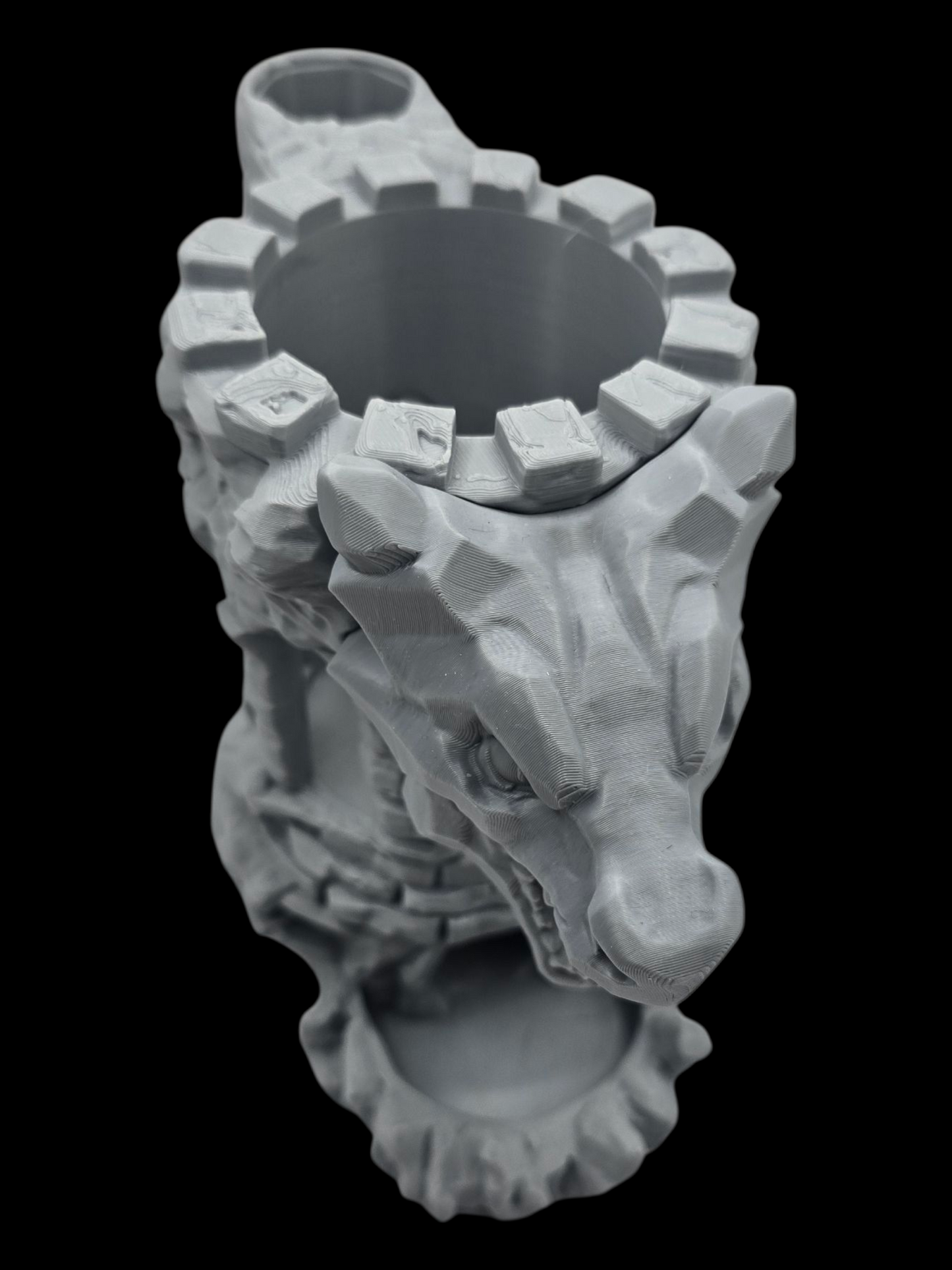 Stone Dragon - Dice Tower & Drink Holder - Gray - MD