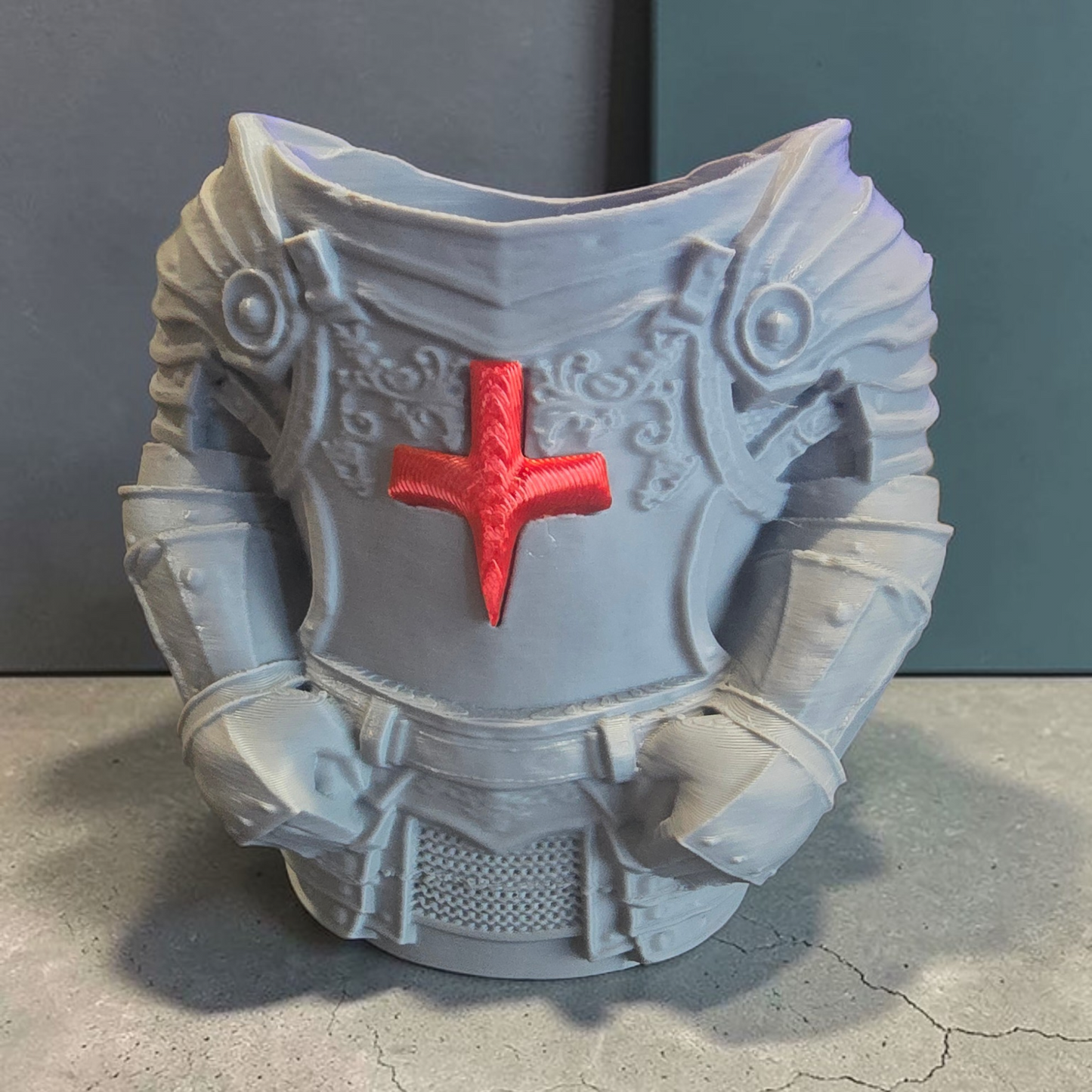 Knight Armor - Drink Holder - Gray & Red - MD