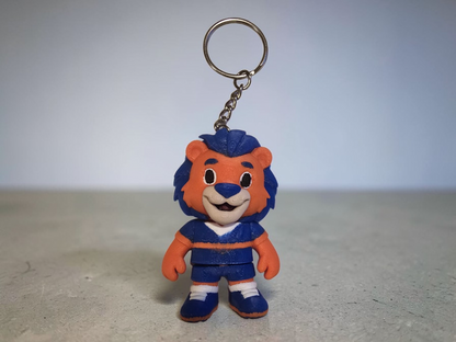 Soccer Bear Sports Mascot - Keychain - Blue & Orange - SM