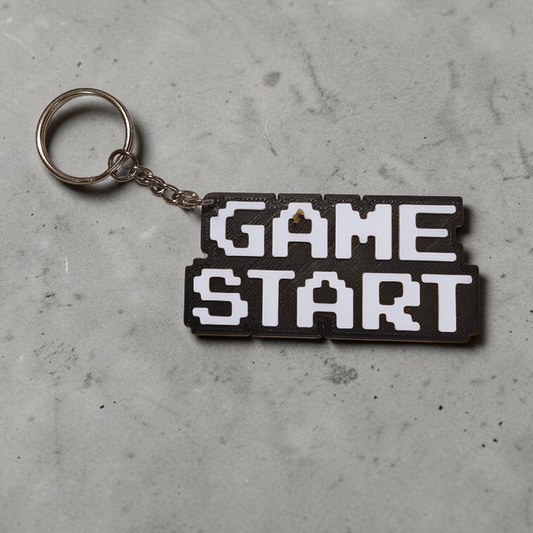 Game Start - Keychain - White & Black - SM