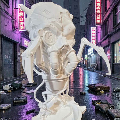Cyberpunk Skull - Dice Tower - White - LG